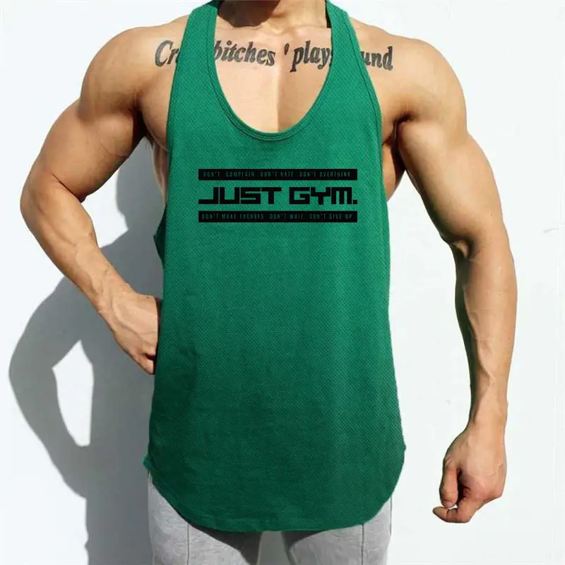 Men's Green Back Mesh Gym Vest Deep Digging I-Character - Image 5
