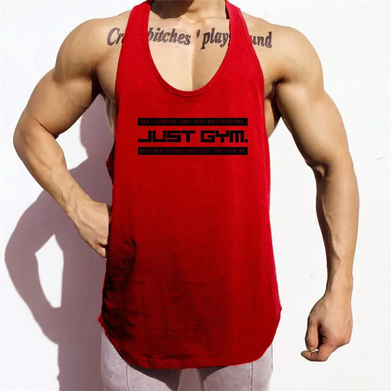 Men's Green Back Mesh Gym Vest Deep Digging I-Character - Image 3