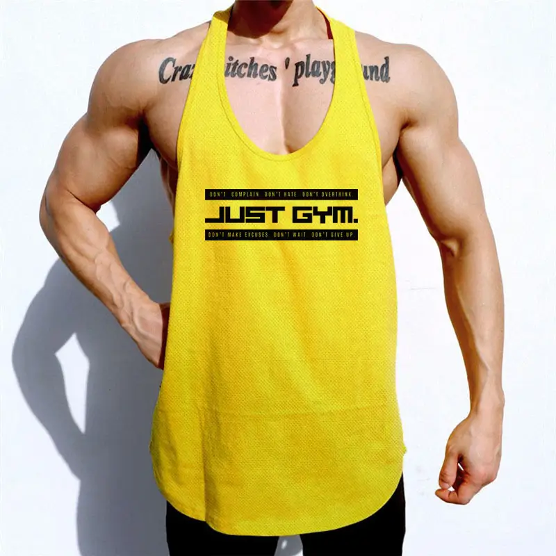Men's Green Back Mesh Gym Vest Deep Digging I-Character - Image 2