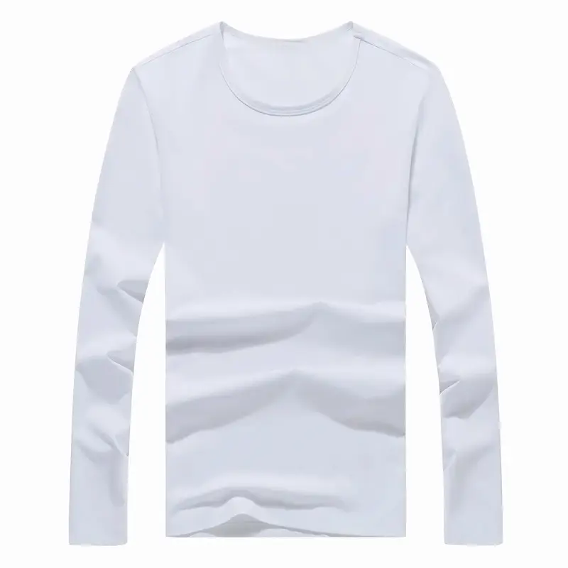 Men's White Long Sleeve Cotton T-Shirt - Image 11