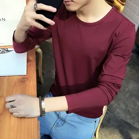 Men's White Long Sleeve Cotton T-Shirt - Image 3