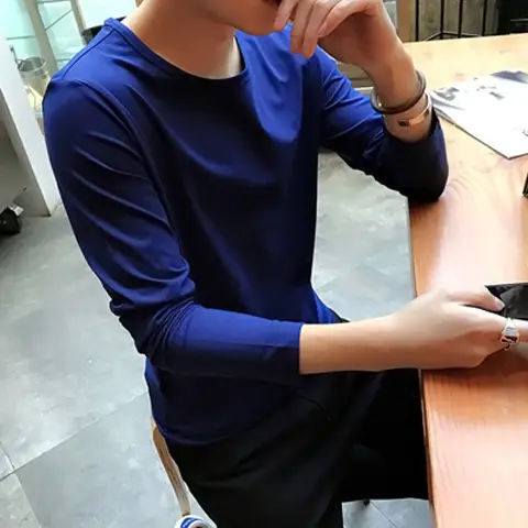 Men's White Long Sleeve Cotton T-Shirt - Image 4