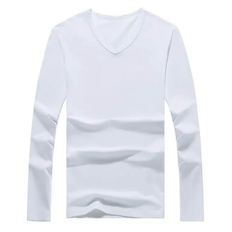 Men V-Neck Slim Fit Long Sleeve T-Shirt Green