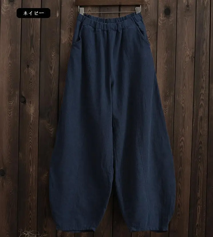 Zen-Style Loose Long Pants for Women Plus Size Cotton Linen — feature 18