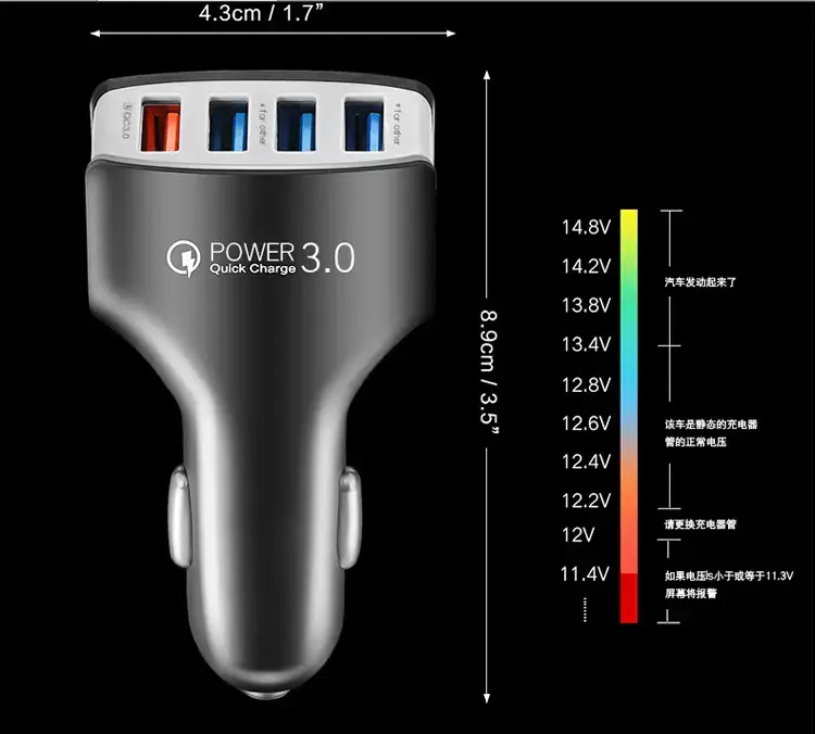 4USB Car Charger Fast Charge 2.4A Mobile Phone Charging Head — feature 8