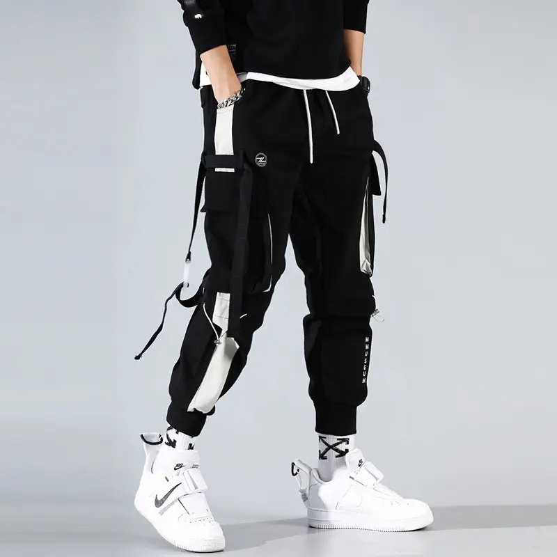 Men's 2020 Cyber Celebrity Tie Pants Grey Blue Hip Hop Casual - Image 5