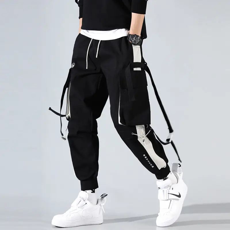 Men's 2020 Cyber Celebrity Tie Pants Grey Blue Hip Hop Casual - Image 7