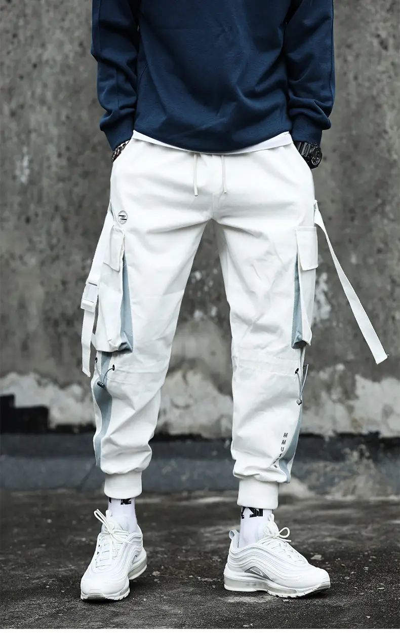 Men's 2020 Cyber Celebrity Tie Pants Grey Blue Hip Hop Casual — feature 17
