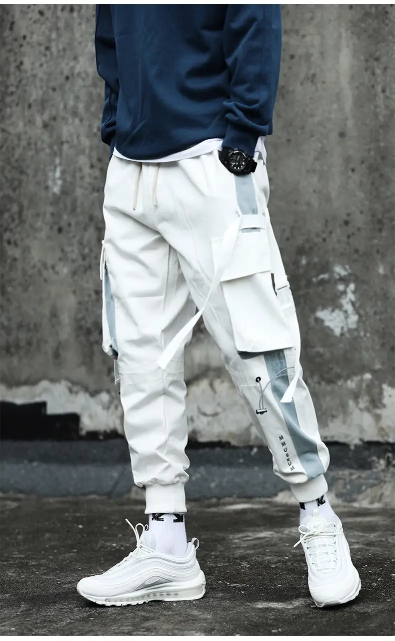 Men's 2020 Cyber Celebrity Tie Pants Grey Blue Hip Hop Casual — feature 19