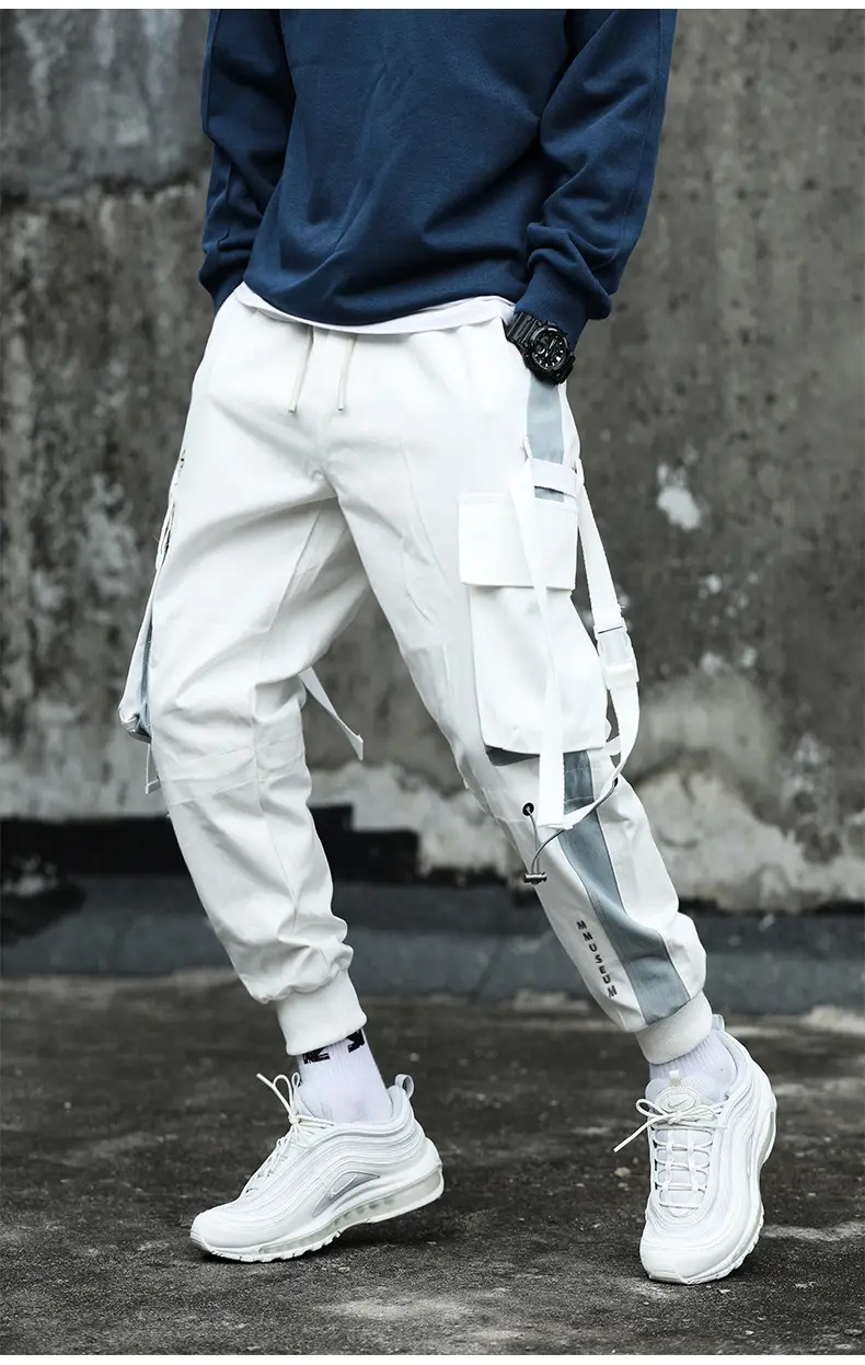 Men's 2020 Cyber Celebrity Tie Pants Grey Blue Hip Hop Casual — feature 21