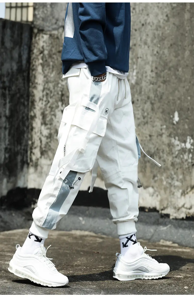 Men's 2020 Cyber Celebrity Tie Pants Grey Blue Hip Hop Casual — feature 22