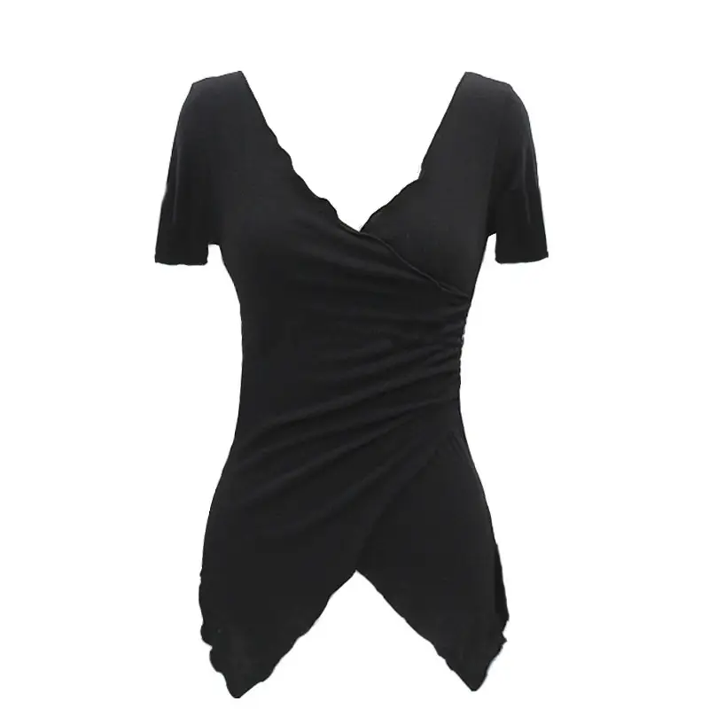 Women's White Cross Irregular Top with Long Sleeves - Image 13