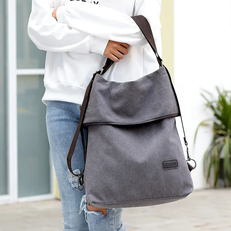 Blue Canvas Crossbody Bag for Women Large Capacity - Image 7