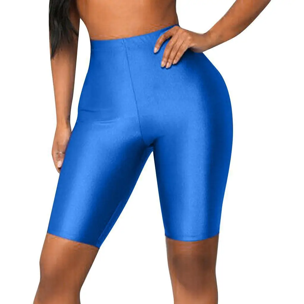 Blue High-Waisted Fluorescent Women's Shorts 5Q - Image 3