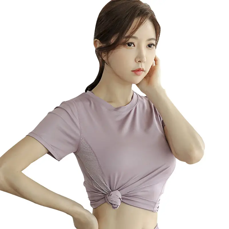Women 2022 Grey Yoga Running T-Shirt Summer