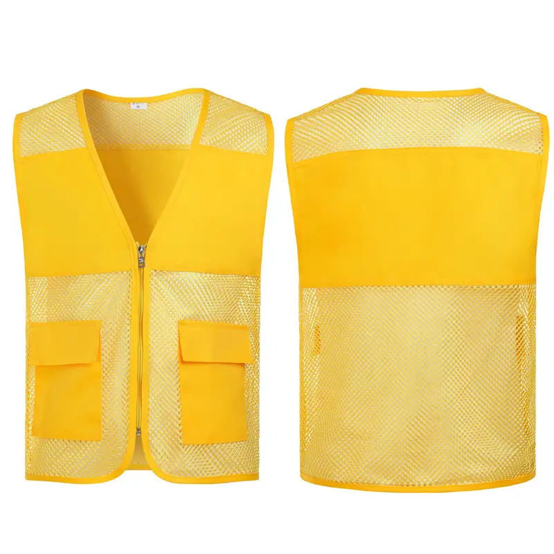 Yellow Mesh Volunteer Vest for Kids Summer Wear - Image 2