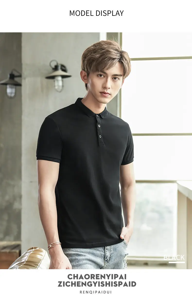 Men Navy Polo T-Shirt Short Sleeve Korean Style — feature 10