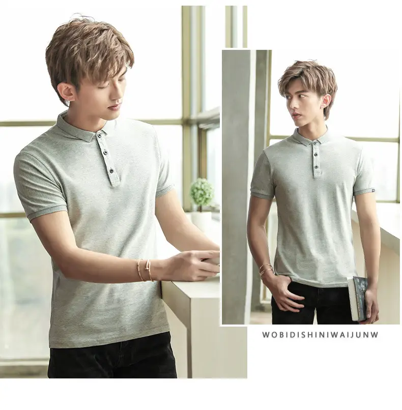 Men Navy Polo T-Shirt Short Sleeve Korean Style — feature 15