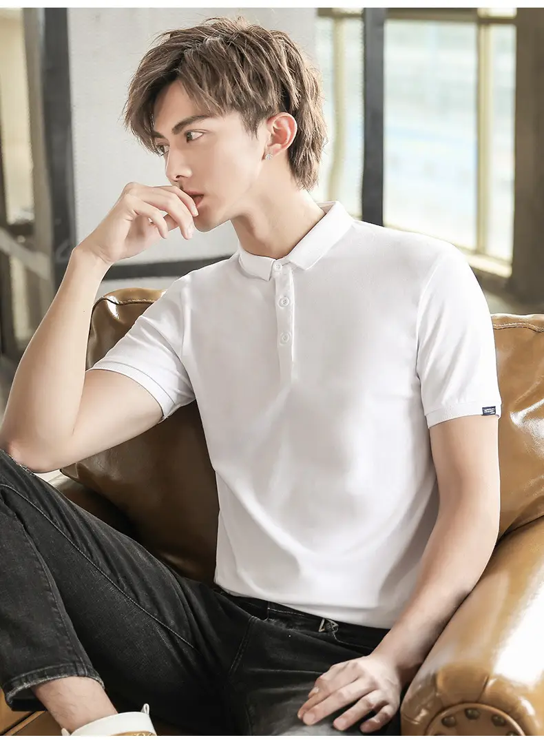 Men Navy Polo T-Shirt Short Sleeve Korean Style — feature 8