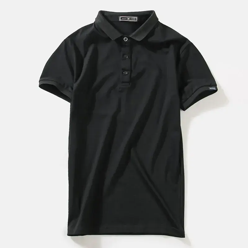 Men Navy Polo T-Shirt Short Sleeve Korean Style - Image 3