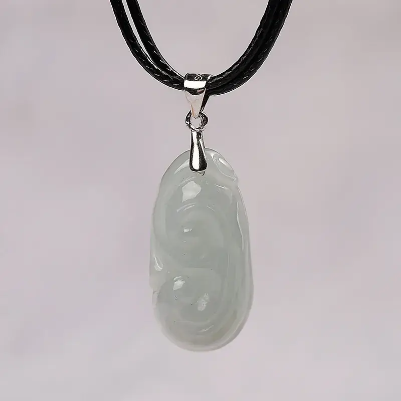 Natural Jade Ruyi Pendant S925 Silver Clasp