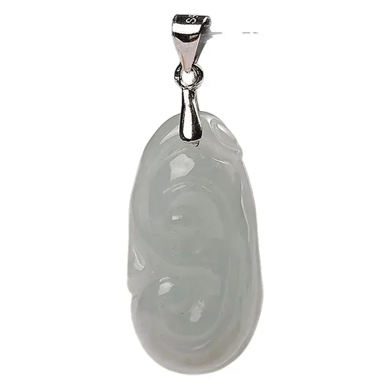 Natural Jade Ruyi Pendant S925 Silver Clasp