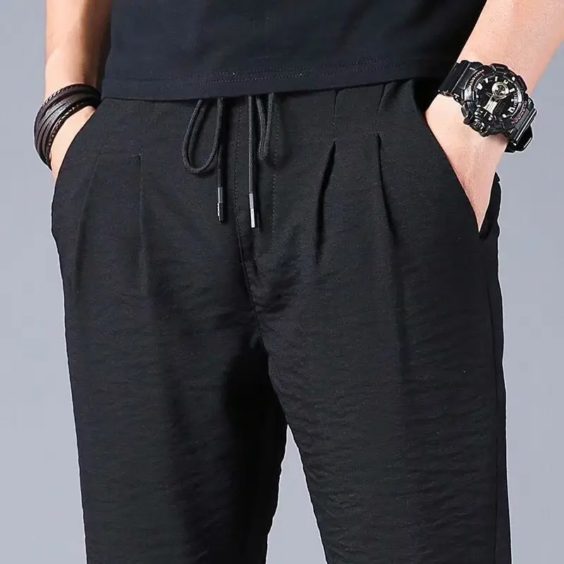 Men's Black Slim Fit Casual Pants Spring Summer 2020 - Image 8