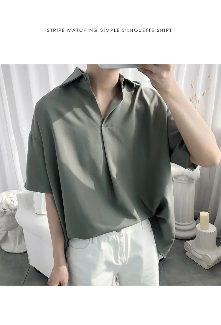 Men's Black Short Sleeve V-Neck Shirt with White Shorts — feature 7