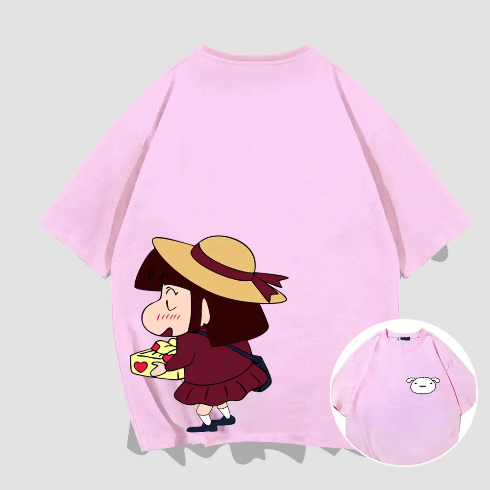 Pink Cartoon Print T-Shirt for Women Men Summer Wear - Image 12