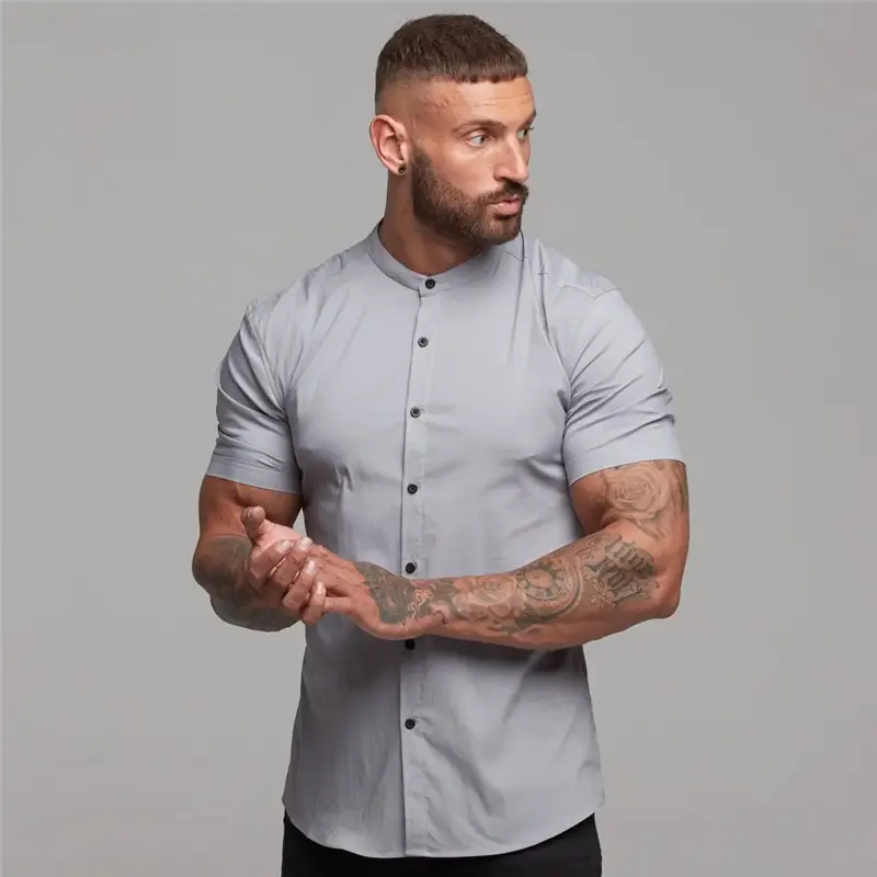Men's Black Elastic Slim Fit Fitness T-Shirt