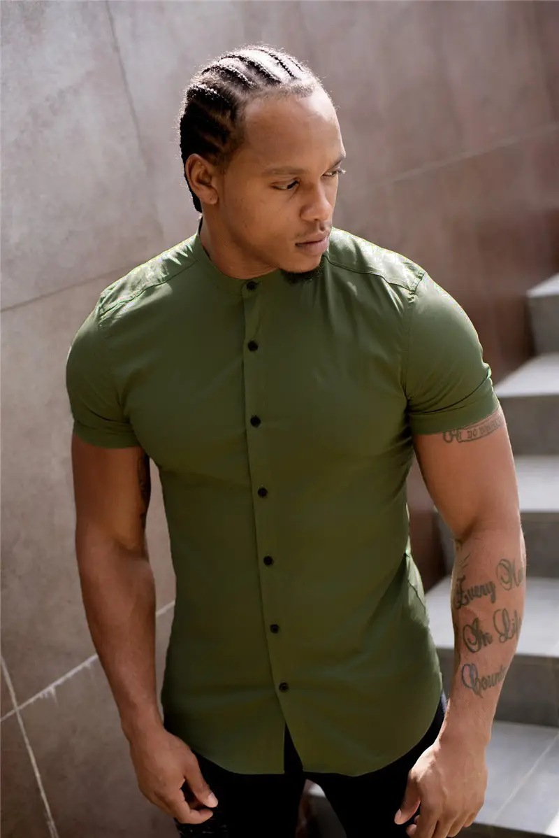 Men's Black Elastic Slim Fit Fitness T-Shirt