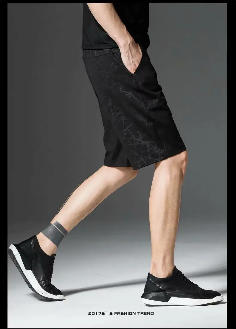 Men's Black Camo Drawstring Shorts Large Summer — feature 10