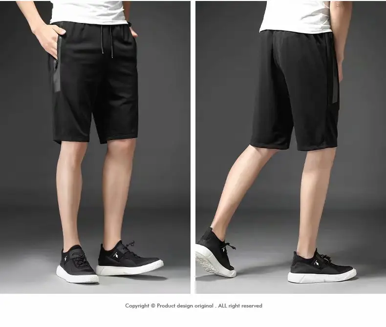 Men's Black Camo Drawstring Shorts Large Summer — feature 15