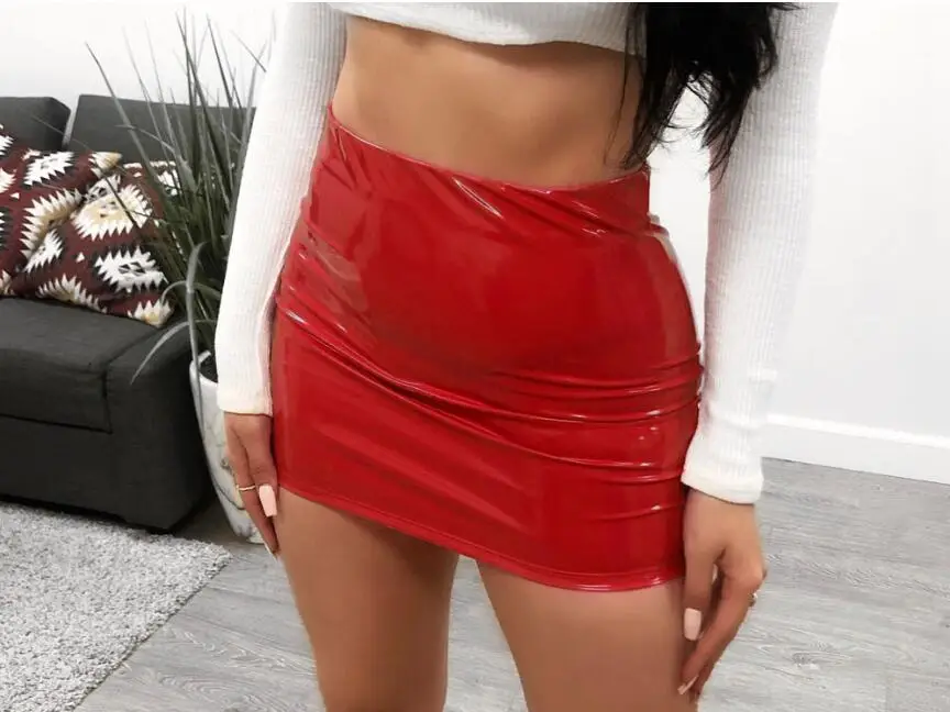 Bright Patent Leather Hip-Covering Skirt for Women — feature 6