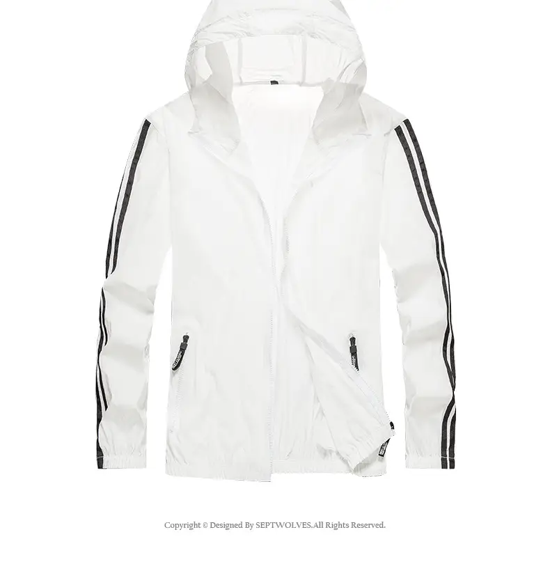 Men Ultra-Thin Sun Protection Clothing White Black Stripes — feature 11