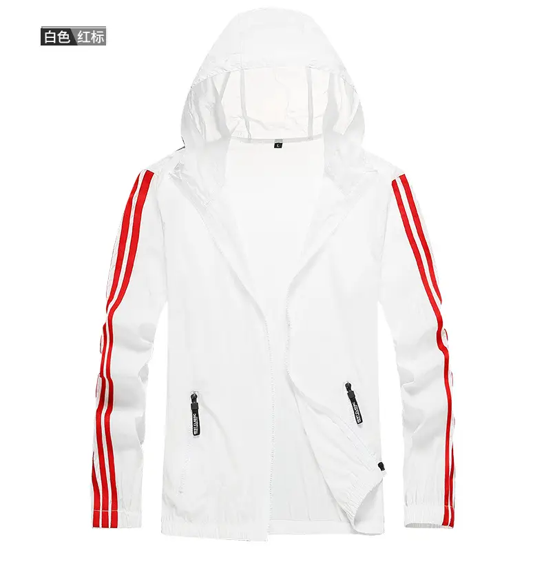Men Ultra-Thin Sun Protection Clothing White Black Stripes — feature 12