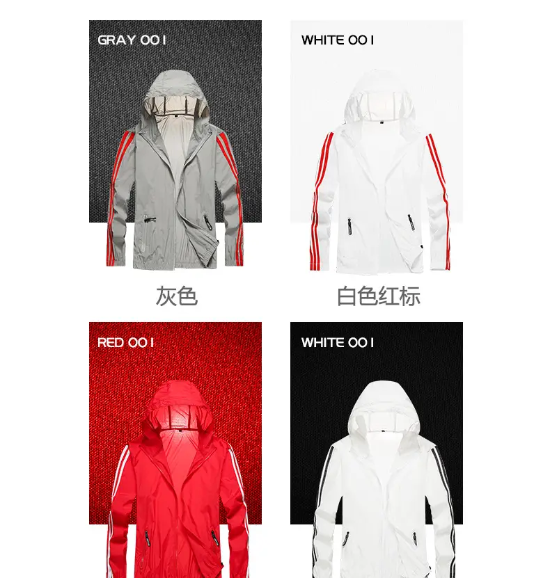Men Ultra-Thin Sun Protection Clothing White Black Stripes — feature 5