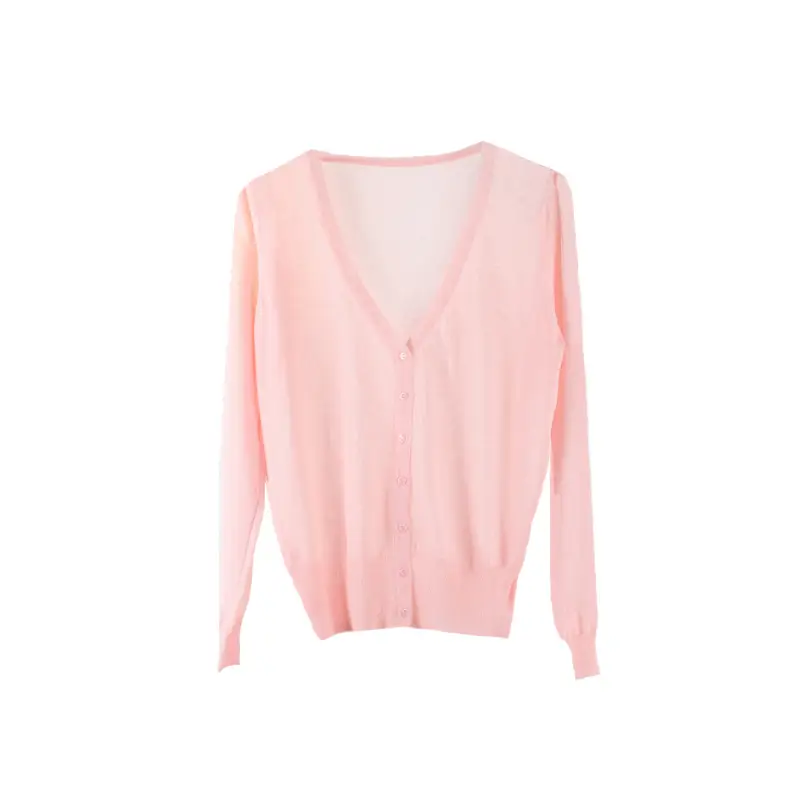 Women V Neck Light Purple Knitwear Cardigan - Image 15