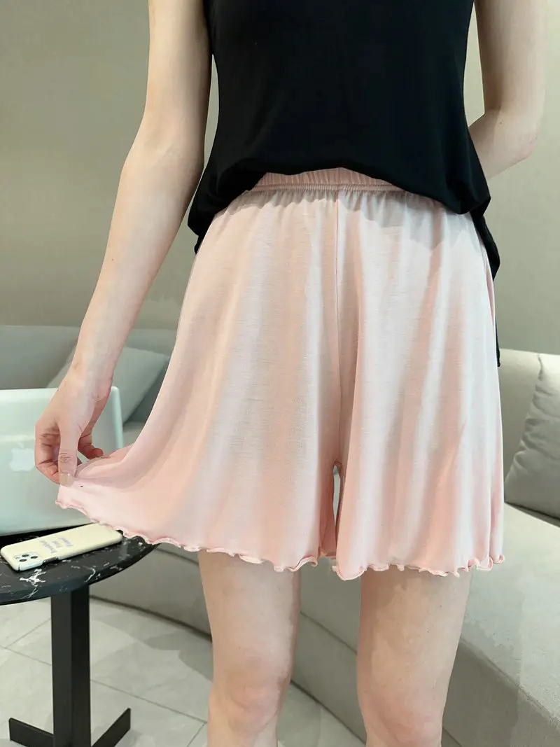 Women's Grey Modal Flax Shorts Loose Summer Wear — feature 3