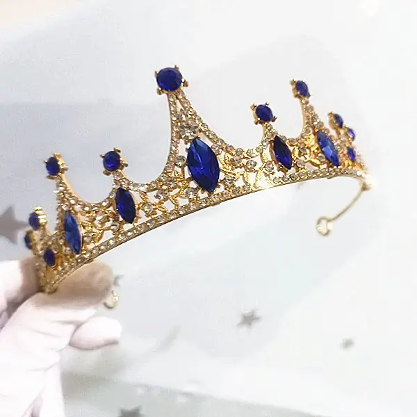 Princess Crown for Girls with Blue Crystal