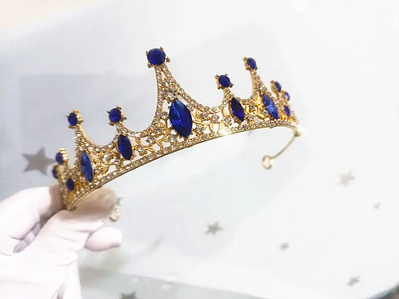 Princess Crown for Girls with Blue Crystal