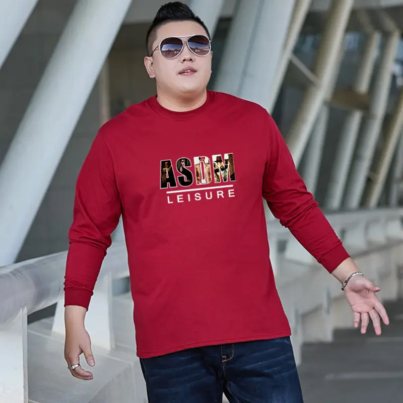 Men Cotton Long Sleeve T-Shirt Black ASHER Leisure Print