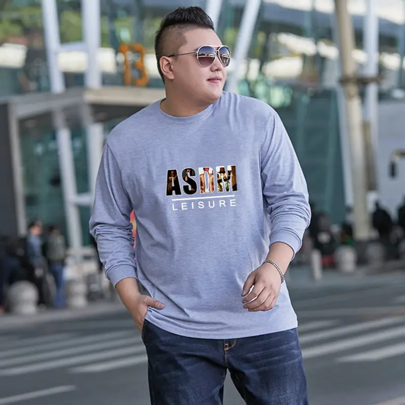 Men Cotton Long Sleeve T-Shirt Black ASHER Leisure Print
