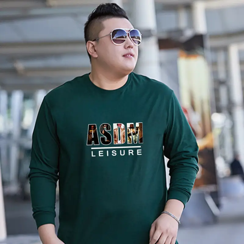Men Cotton Long Sleeve T-Shirt Black ASHER Leisure Print