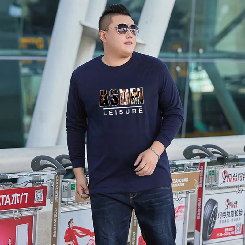 Men Cotton Long Sleeve T-Shirt Black ASHER Leisure Print