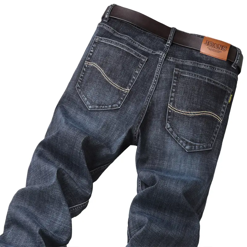 Men Slim Fit Wash Denim Trousers Winter Stretch - Image 6