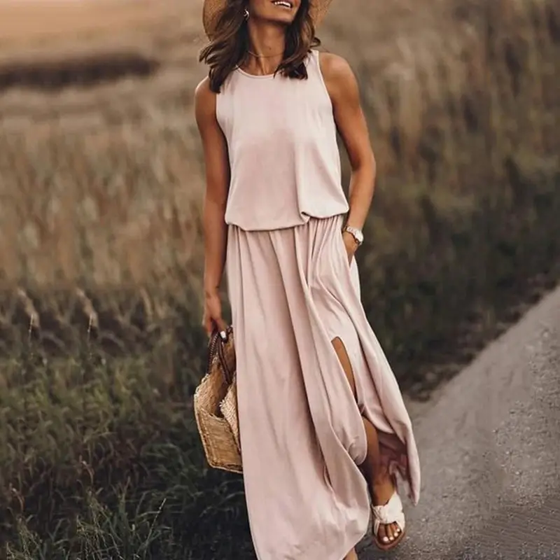 2025 Summer Women's 8-Color Sleeveless Slit Dress - Image 14