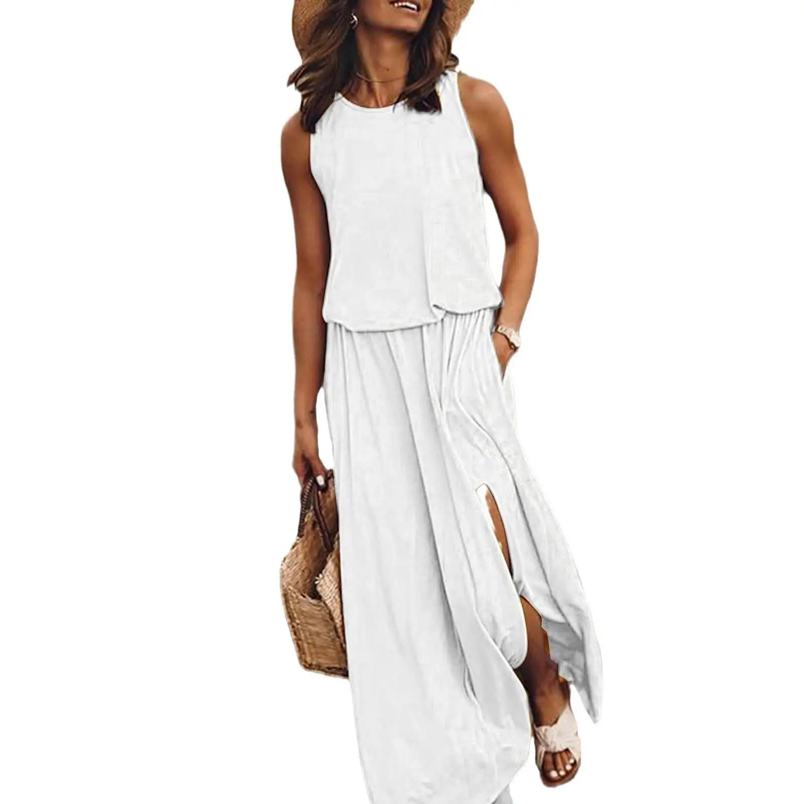 2025 Summer Women's 8-Color Sleeveless Slit Dress — feature 18