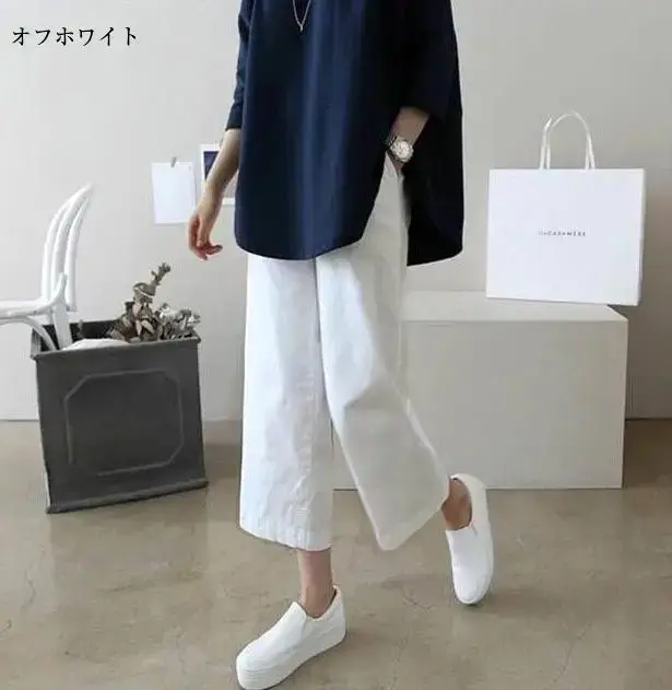 Women Wide Leg Linen Pants Summer White M-3 - Image 12