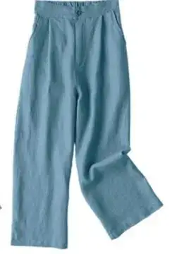 Women Wide Leg Linen Pants Summer White M-3 - Image 6